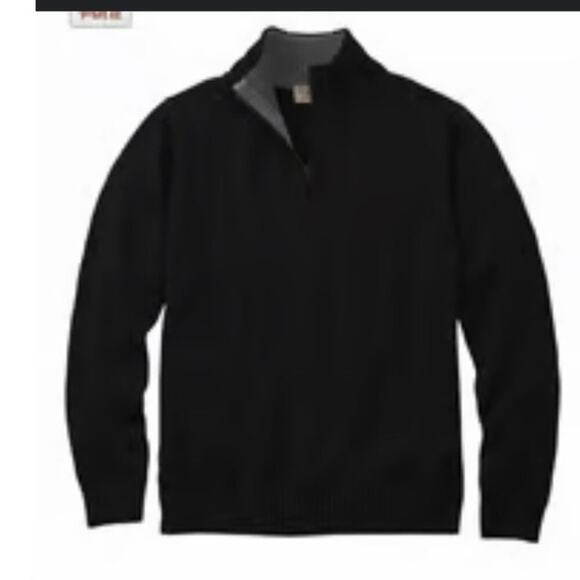 L. L. Bean Other - L.L. Bean Mens Double Black 1/4 zip mock neck Sweater, XL; 100% Cotton